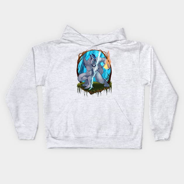 Wolf W. Fang Kids Hoodie by danddurand